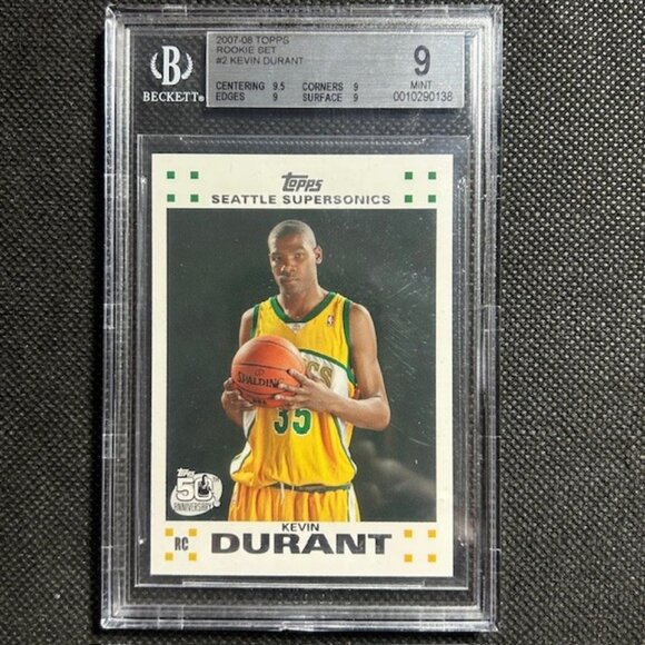 2007-08 Topps Rookie Set Kevin Durant #2 Rookie RC Basketball Card BGS 9 Mint - Picture 1 of 2